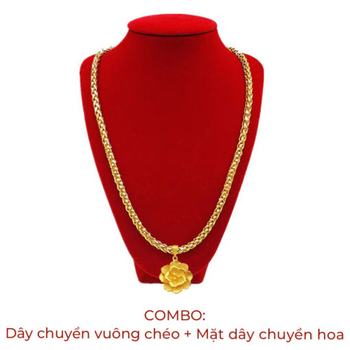 Mặt dây chuyền hoa đồng vàng 24k - Hình ảnh 4